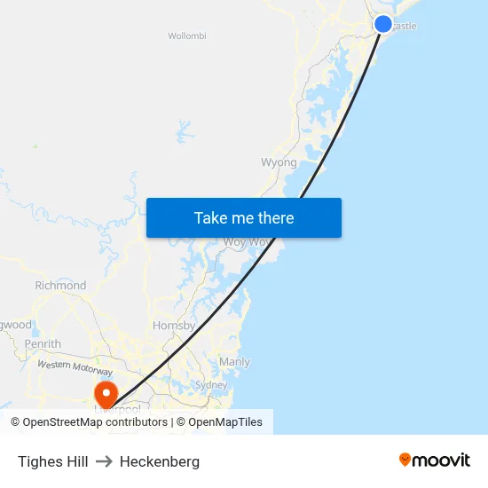 Tighes Hill to Heckenberg map