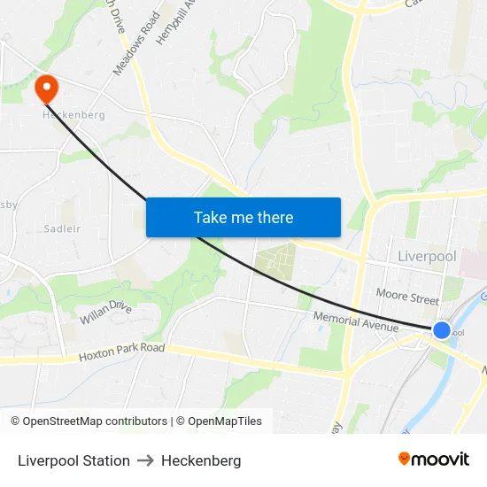 Liverpool Station to Heckenberg map