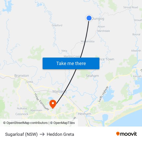 Sugarloaf (NSW) to Heddon Greta map