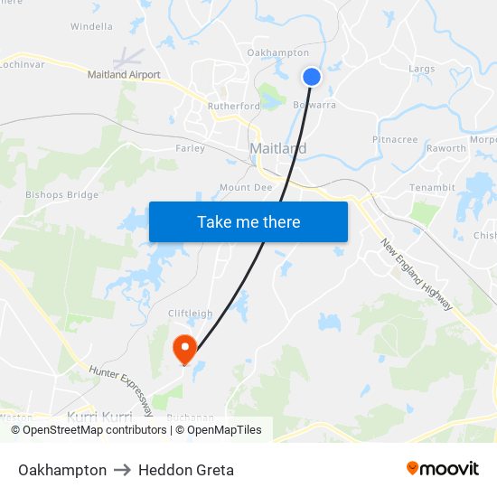 Oakhampton to Heddon Greta map