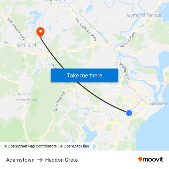 Adamstown to Heddon Greta map