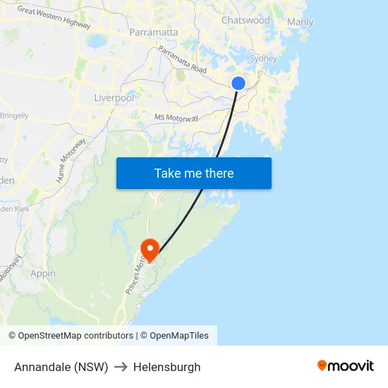 Annandale (NSW) to Helensburgh map