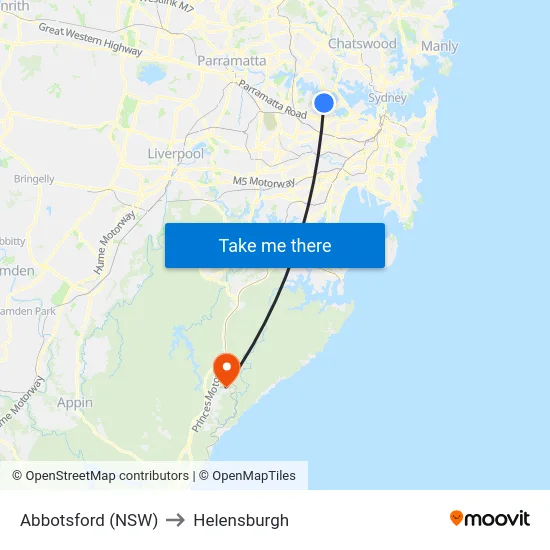 Abbotsford (NSW) to Helensburgh map