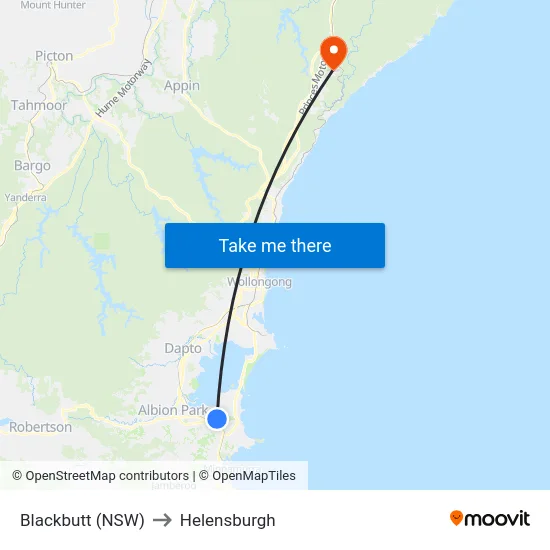 Blackbutt (NSW) to Helensburgh map