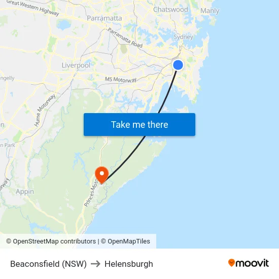 Beaconsfield (NSW) to Helensburgh map