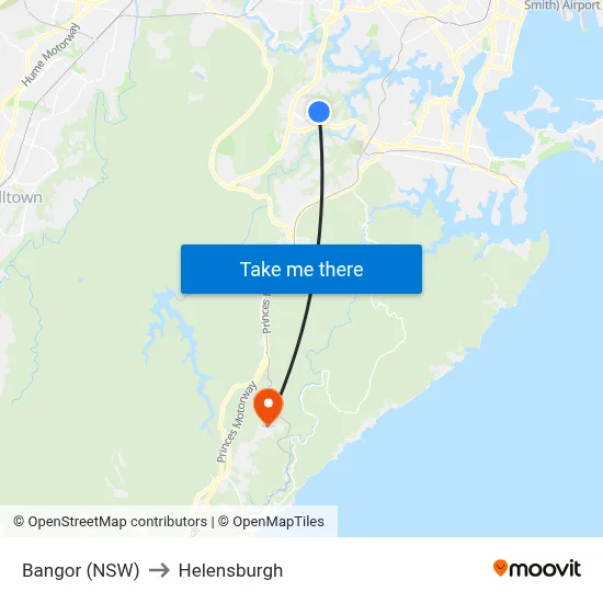 Bangor (NSW) to Helensburgh map