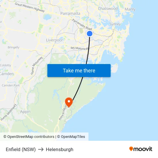 Enfield (NSW) to Helensburgh map