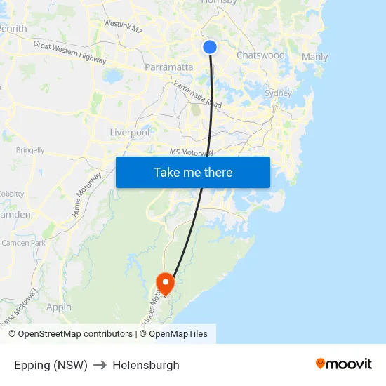 Epping (NSW) to Helensburgh map