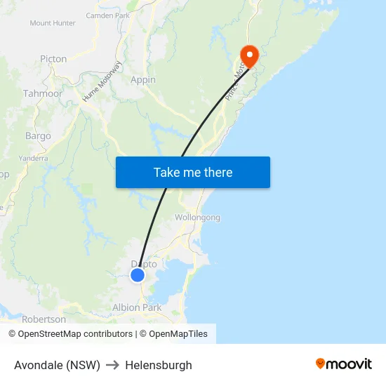 Avondale (NSW) to Helensburgh map
