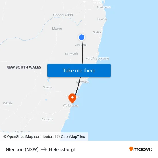 Glencoe (NSW) to Helensburgh map