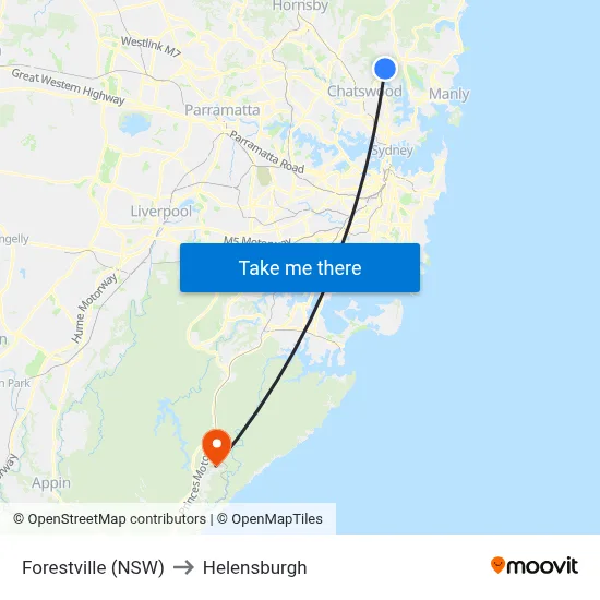 Forestville (NSW) to Helensburgh map