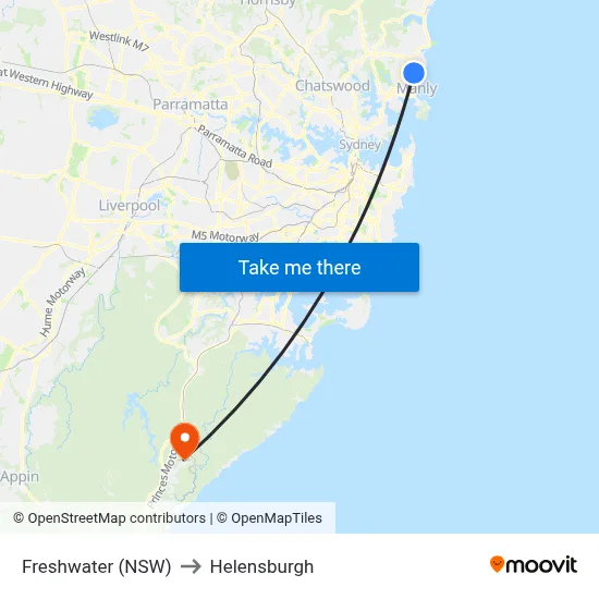 Freshwater (NSW) to Helensburgh map