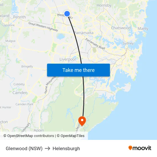 Glenwood (NSW) to Helensburgh map