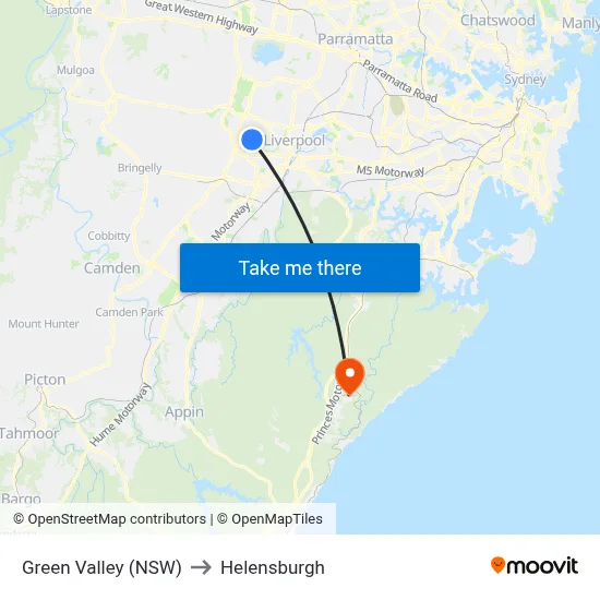 Green Valley (NSW) to Helensburgh map