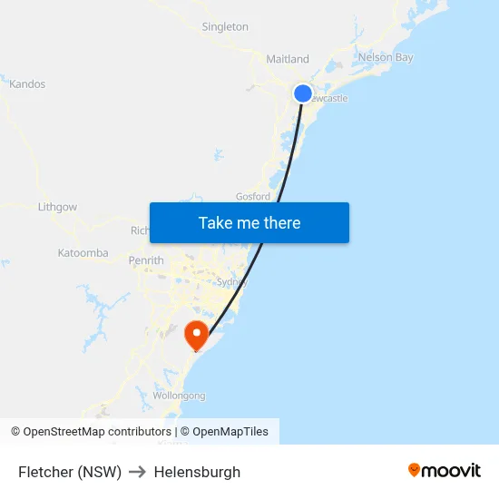 Fletcher (NSW) to Helensburgh map