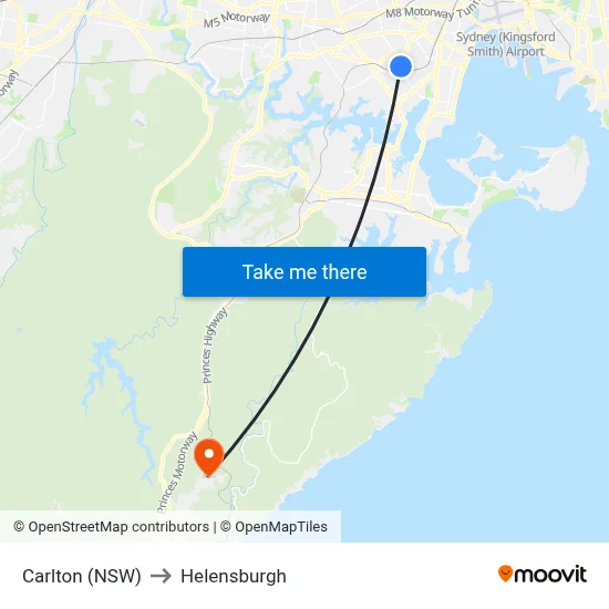 Carlton (NSW) to Helensburgh map