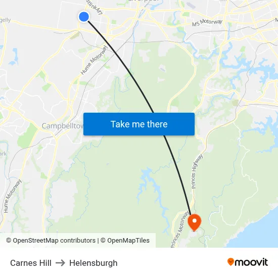 Carnes Hill to Helensburgh map