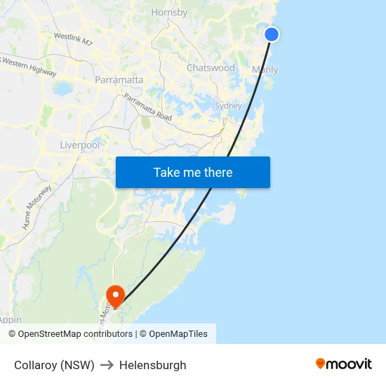 Collaroy (NSW) to Helensburgh map