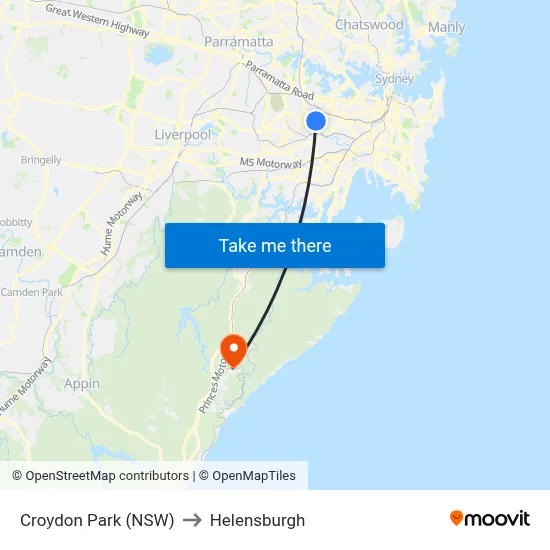Croydon Park (NSW) to Helensburgh map