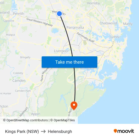 Kings Park (NSW) to Helensburgh map