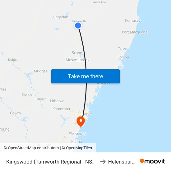 Kingswood (Tamworth Regional - NSW) to Helensburgh map