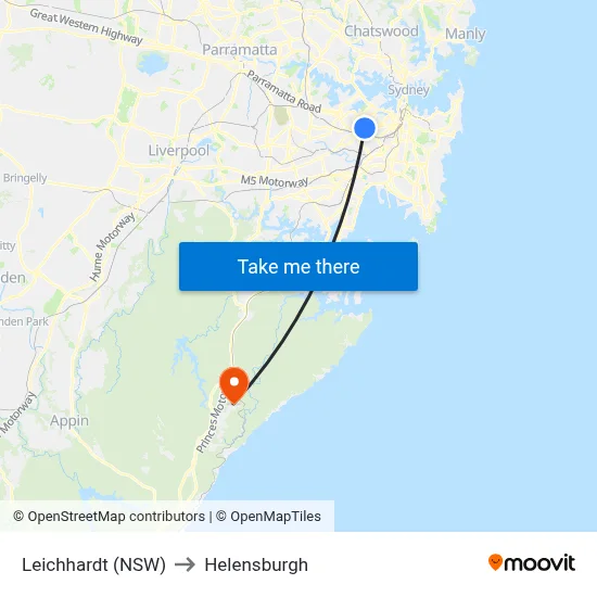 Leichhardt (NSW) to Helensburgh map