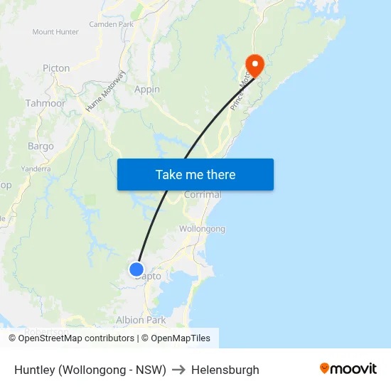 Huntley (Wollongong - NSW) to Helensburgh map
