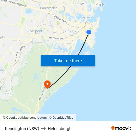 Kensington (NSW) to Helensburgh map
