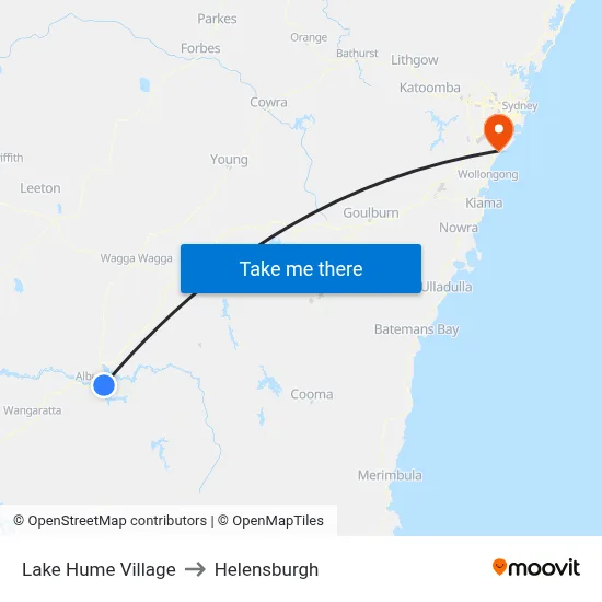 Lake Hume Village to Helensburgh map