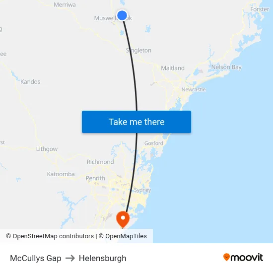 McCullys Gap to Helensburgh map