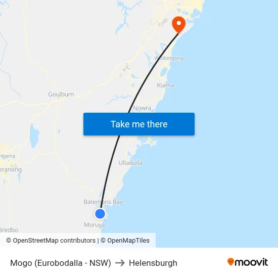 Mogo (Eurobodalla - NSW) to Helensburgh map