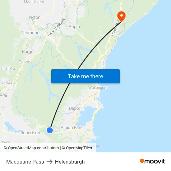 Macquarie Pass to Helensburgh map