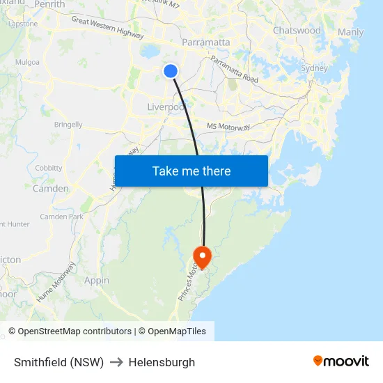 Smithfield (NSW) to Helensburgh map