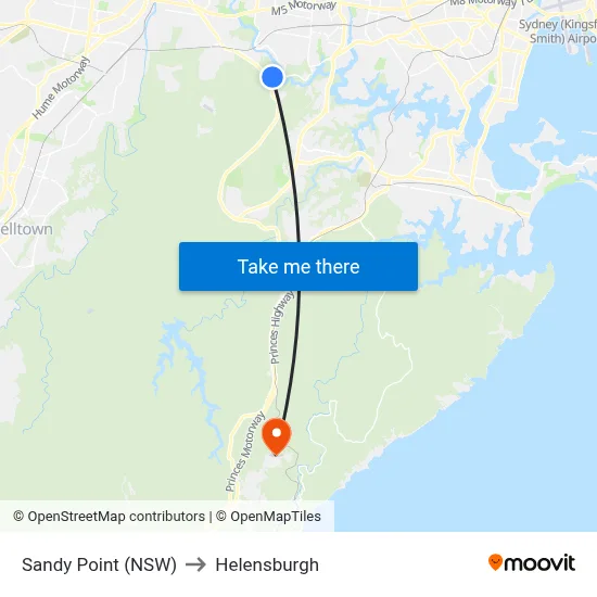 Sandy Point (NSW) to Helensburgh map