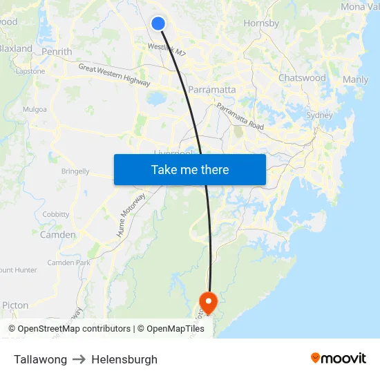 Tallawong to Helensburgh map