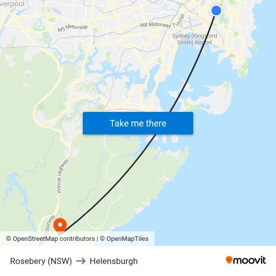 Rosebery (NSW) to Helensburgh map