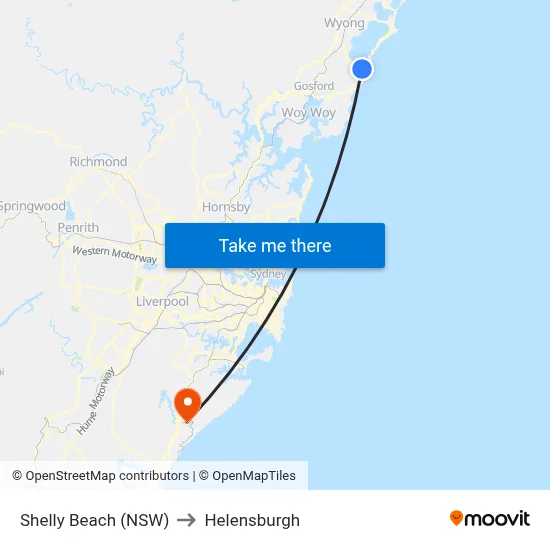 Shelly Beach (NSW) to Helensburgh map