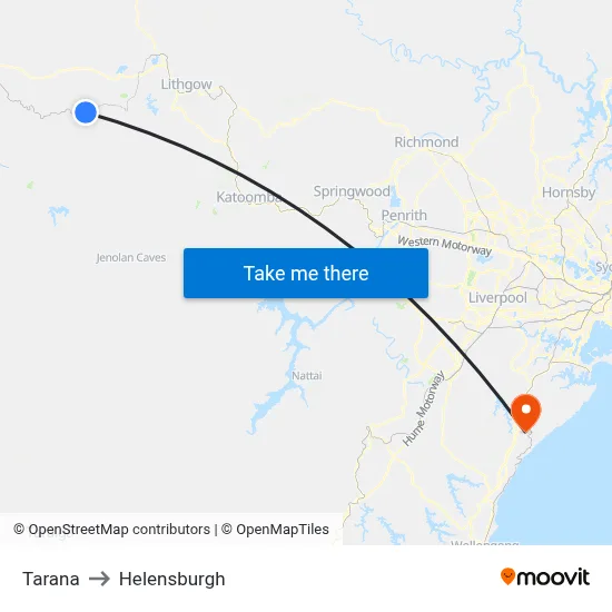 Tarana to Helensburgh map