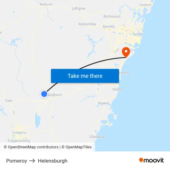 Pomeroy to Helensburgh map