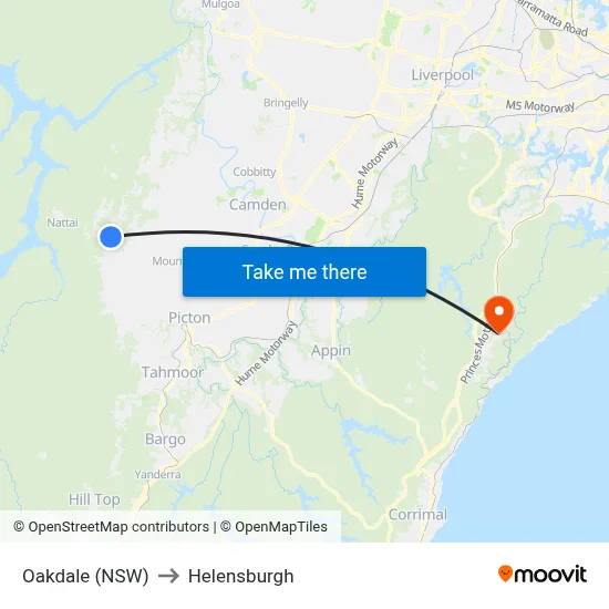 Oakdale (NSW) to Helensburgh map