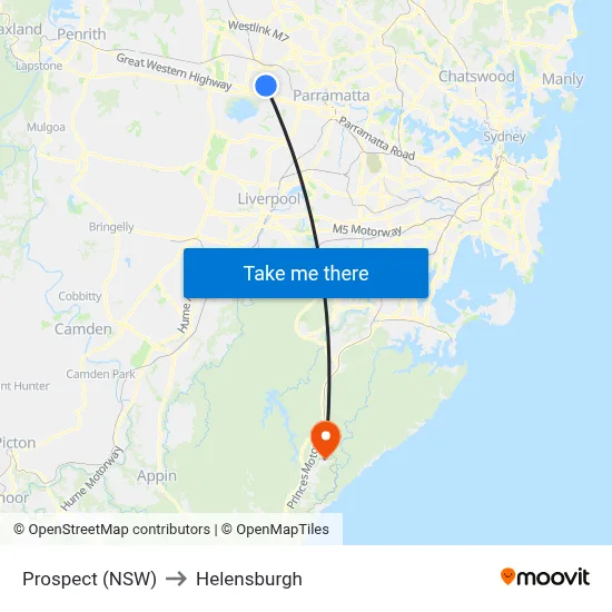 Prospect (NSW) to Helensburgh map