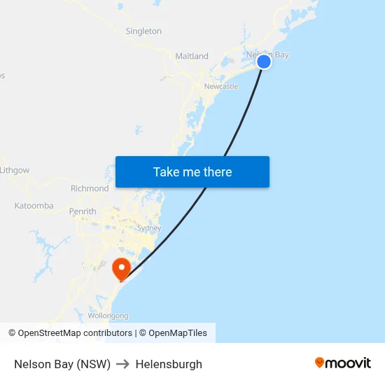 Nelson Bay (NSW) to Helensburgh map