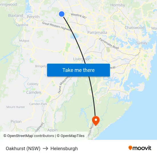 Oakhurst (NSW) to Helensburgh map