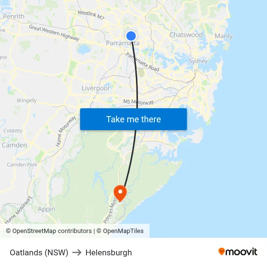 Oatlands (NSW) to Helensburgh map