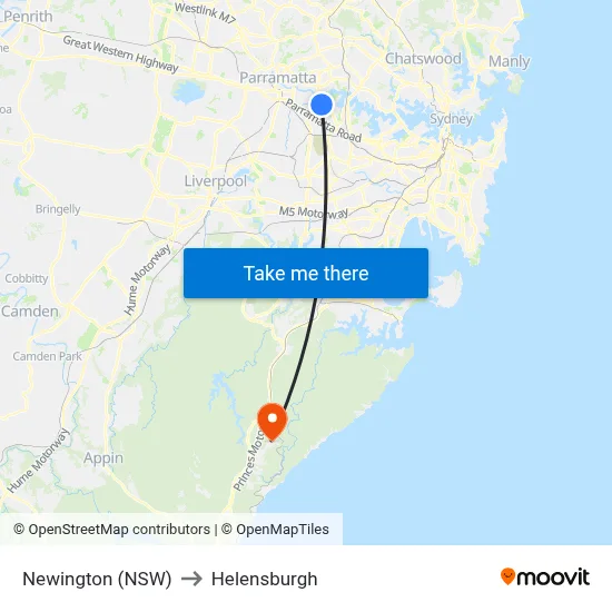 Newington (NSW) to Helensburgh map