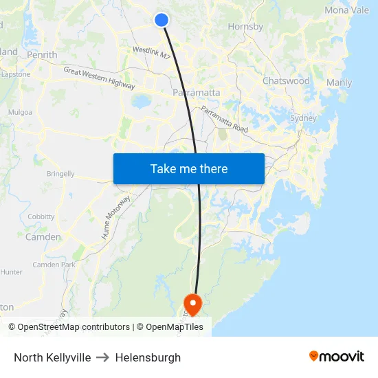 North Kellyville to Helensburgh map