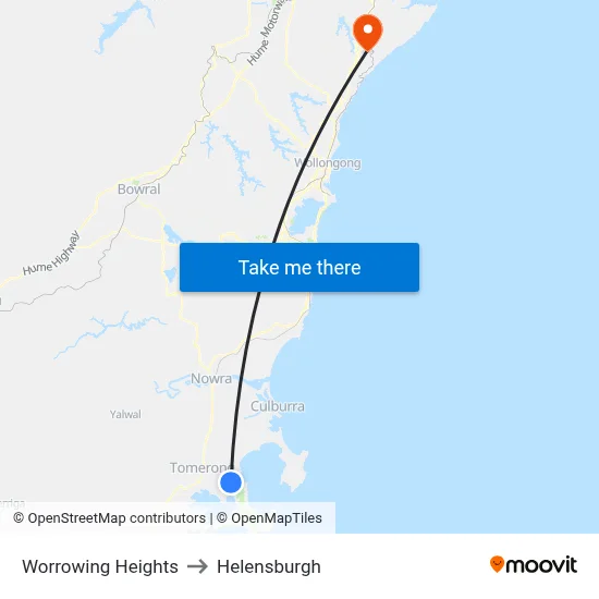 Worrowing Heights to Helensburgh map