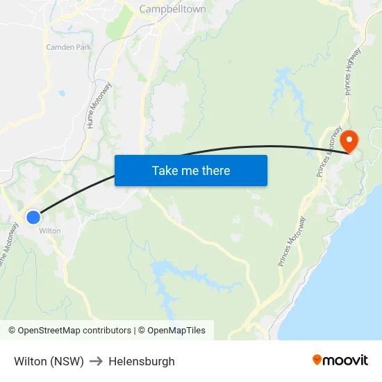 Wilton (NSW) to Helensburgh map