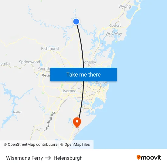 Wisemans Ferry to Helensburgh map