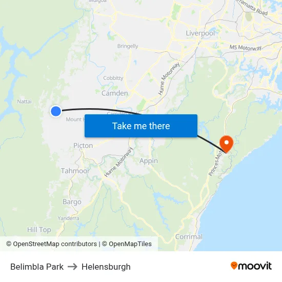 Belimbla Park to Helensburgh map